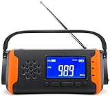 YCQY Radio portable à manivelle à énergie solaire AM/FM/NOAA - Alarme météo - Chargeur USB pour téléphone portable - Alarme SOS