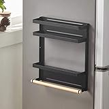 Support magnétique de réfrigérateur pliant multifonctionnel de ménage, support de réfrigérateur suspendu de réfrigérateur, pour la salle de bains de cuisine(black)