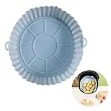 Jinjiader 1 lot de 17,8 cm de doublure en silicone réutilisable pour friteuse à air comprimé - Accessoires de friteuse à air comprimé - Passe au lave-vaisselle - Four à rôtir au micro-ondes (bleu)