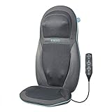 Shiatsu, Siège de massage électrique avec double moteur pour dos, épaules et cervicales, fauteuil massant réglable avec vibration et fonction chaleur