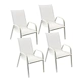 Happy Garden Lot de 4 chaises Marbella en textilène Blanc - Aluminium Blanc