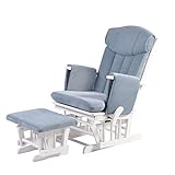 Chatsworth Repose-pieds et repose-pied pour allaitement Bleu ardoise – Chaise d'allaitement, chaise longue, mouvement lisse, facile à assembler, base en bois massif