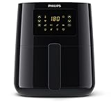 Philips Essential Airfryer – Friteuse sans huile, technologie Rapid Air, écran tactile, application NutriU Recipe (HD9255/90), noir
