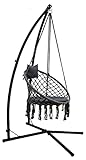 AMANKA 215 cm Cadre de Chaise Suspendue avec Fauteuil Macramé - Structure en Métal jusqu'à 120 kg
