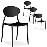 Homestyle4u 2448 Lot de 4 chaises de jardin empilables en plastique résistant aux intempéries Noir