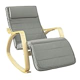 SoBuy® FST16-DG Fauteuil à Bascule avec Repose-Pied Réglable Design Rocking Chair Fauteuil Relax Bouleau Flexible (Gris)