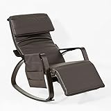 SoBuy® FST20-BR Fauteuil à bascule berçante relax avec pochette latérale amovible, Rocking Chair Bouleau Flexible