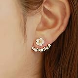 Conception de Fleurs de Mode en Argent Sterling 925 pour Dames Boucles d'oreilles Bijoux Cadeau Anti-Allergique-Or Jaune