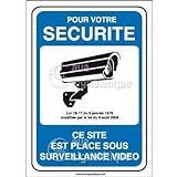 AUA SIGNALETIQUE - Autocollant pour Votre sécurité site placé sous Surveillance vidéo - 75x105 mm, Vinyl adhésif