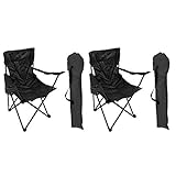 Mojawo Lot de 2 chaises de pêche pliantes avec porte-gobelet et sac Noir