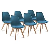 IDMarket - Lot de 6 chaises SARA Bleu Canard pour Salle à Manger