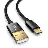 Câble Micro USB en Nylon Noir de 5 m, câble de Chargement USB à Micro USB, connecteurs dorés, élégantes fiches en Aluminium, Gaine en Tissu &. Ruban Auto-agrippant