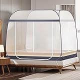 Moustiquaire pour lit, tente portable de voyage pliable avec double porte avec fond pour voyage en plein air, bébés, enfants et adultes, pas besoin de nnnstall, gris, 180 x 195 x 160 cm