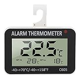 FTVOGUE Thermomètre Réfrigérateur , Couteaux et ustensiles de cuisine Thermomètres Numérique Congélateur Testeur Alarme LCD Affichage avec Crochet
