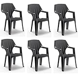 Tomaino - Ensemble de chaises de jardin empilables en plastique -Chaise d'extérieur en plastique effet bois (Anthracite New)