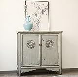 OPIUM OUTLET Commode buffet armoire de mariage meubles en bois chinois asiatique oriental vintage colonial sculptures gris clair