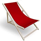 Vipro Group Chaise longue pliante en bois de hêtre avec 3 niveaux de réglage Rouge