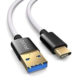 Câble de charge PS5 en nylon de 3 m pour la manette de la Playstation 5, câble USB C, USB 3.1 (USB 3.0), câble de charge, gaine en tissu, fiche en aluminium, blanc