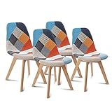 IDMarket - Lot de 4 chaises SARA Motifs patchworks Multi-Couleurs