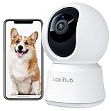 LAXIHUB 2K Caméra Surveillance WiFi Intérieur, 2,4GHz Caméras WiFi avec Vision Nocturne, 355° PTZ Caméra Chien, Suivi Automatique, Audio Bidirectionnel, Compatible Alexa et Google