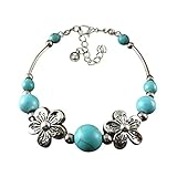 Bracelets turquoises réglables en forme de fleur de pêche, bracelet unisexe, bracelet de yoga, bracelet chakra, bracelet en pierres précieuses bleues, bijoux en turquoise véritables bracelets naturels