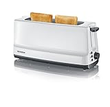 SEVERIN Grille-pain automatique 800 W, Toaster compact 1 fente jusqu'à 2 tranches, Grille-pain électrique avec réglage du degré de brunissage & fonction décongélation, blanc, AT 2232