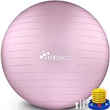 TRESKO® Ballon de Gymnastique | Anti-éclatement | Boule d'assise | Balle de Yoga | Balles d'exercices Fitness | 300 kg | avec Pompe à air (Princess-Pink, 75cm)