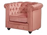 Fauteuil Chesterfield - Velours Rose Pastel