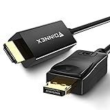 FOINNEX Câble DisplayPort vers HDMI 2M, Câble DP vers HDMI 1080P@60Hz HDR, Display Port to HDMI Cable Mâle DP 1.2 to HDMI 1.4 Câble pour Laptop,PC,Desktop à Moniteur,TV,Projecteur