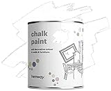 Hemway Peinture à la craie mate Shabby Chic 1L pour meubles d'intérieur, murs, bois, armoires, étagères, tables et chaises, finition crayeuse (116 couleurs disponibles) Blanche