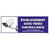 Adhésif - Etablissement Sous Vidéo Surveillance - Dimensions 210 x 75 mm - Protection Anti-UV