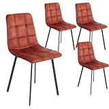 DUPI Altea Lot de 4 chaises de salle à manger en tissu, pieds en métal (marron cuivré x 4)