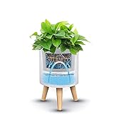 Abizoe Pot de Fleur Intelligent, Pot Plante avec Système D'auto-arrosage et de Drainage, Alarm de Pénurie d'eau, Pot de Fleur Interieur et Extérieur pour Jardin (Blanc)