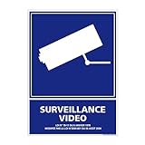 Panneau Information Surveillance Vidéo. Signalisation Information et Vidéoprotection. Autocollant, PVC, Alu - 75 x 105 mm - Adhésif - Adhésif -