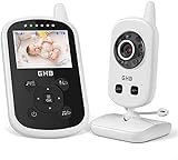 GHB Babyphone Caméra Bébé Moniteur 2,4 Inches LCD Babyphone Vidéo 2,4 GHz Capteur de Température Communication Bidirectionnelle Vision Nocturne