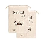 Sac à pain extra large New Living Coton lin biologique | 44x35cm | 2 x sacs à pain réutilisables | sac de conservation des aliments | sac à pain écologique