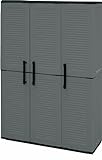 Art Plast Armoire extérieure ou intérieure, 3 portes et 3 niveaux en polypropylène ajustables, 100% fabriqués en Itala, 102x37h163 cm, couleur grise