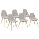 IDMarket - Lot de 6 chaises scandinaves Gaby Beige en Tissu pour Salle à Manger