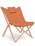 Chaise Longue Pliable Chaise de Plage Fauteuil Relaxation Pliante Design en Tissu Bois pour Tressée Jardin Salon Chambre Patio Exterieur Orange