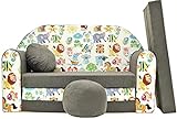 Pro Cosmo - Canapé-lit pour Enfant - A5 - avec Pouf/Repose-Pieds/Oreiller - en Tissu - Multicolore - 168 x 98 x 60 cm