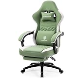 Dowinx Chaise Gaming Tissu avec Coussin à Ressorts ensachés, Fauteuil de Gamer Massage avec Repose-Pieds, Chaise Ergonomique pour PC Gamer Chaise de Bureau capacité de Charge 150 kg, Vert