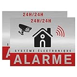 Autocollant alarme maison – Etiquette site sous vidéo surveillance – Stickers, affiche adhesif - Alu 8,5 x 5,5 cm (2)