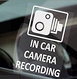 4 x 60 x 87 mm de voiture caméra enregistrement Stickers pour fenêtre Motif CCTV signe Van, Camion, Bus Taxi, camion, Mini cabine, Minicab.White sur signe vinyle adhésif Transparent