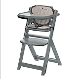 Bebeconfort Timba Chaise Haute bébé en bois, chaise haute évolutive, réglable, avec coussin, De 6 mois à 10 ans environ (jusqu'à 30kg), Warm Grey