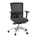 hjh OFFICE 657514 chaise de bureau, fauteuil de bureau haut de gamme ASTRA BASE gris pour un usage intensif, avec accoudoirs, soutien lombaire intégré au dossier moyen en tissu maille résistant, piètement en alu robuste