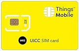 Carte SIM UICC pour IOT et M2M - Things Mobile - avec couverture mondiale et réseau multi-opérateur GSM/2G/3G/4G, sans coûts fixes, sans échéance. 10 € de crédit inclus