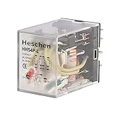 Heschen HH54P-L-220VAC - Relais de puissance à usage général 4PDT avec bobine 3 A 220 V AC/24 V DC, 14 bornes et voyant LED