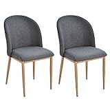 Lot de 2 chaises de Salle à Manger Chaise de Salon Pieds en métal Imitation Bois 50 x 58 x 85 cm Gris