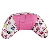 Emorias Coussin de cou portable pour ceinture de sécurité de voiture pour enfants et adultes 11*11*35cm rose