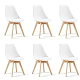 Designetsamaison Lot de 6 chaises scandinaves Blanches - Bjorn